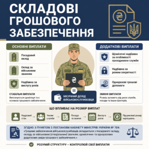 Структура виплат та перерахунок грошового забезпечення військовослужбовця