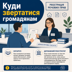 Подання документів державному реєстратору та нотаріусу для реєстрації речових прав
