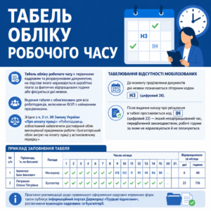 Табель обліку робочого часу порядок заповнення та табелювання відсутності мобілізованих