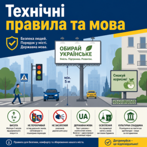 Размещение наружной рекламы и соблюдение технических норм и государственного языка