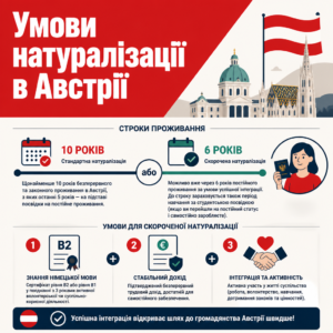 Умови натуралізації та строки проживання щоб здобути громадянство Австрії