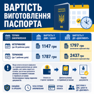 Вартість та строки виготовлення закордонного паспорта