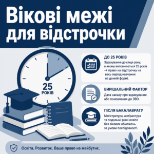 Віковий ценз 25 років для відстрочки при вступі на бакалаврат