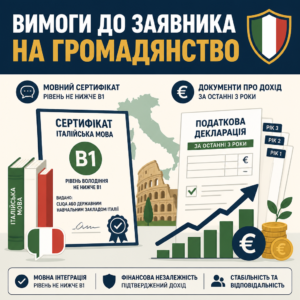 Вимоги до доходу та мовного сертифіката для громадянства Італії