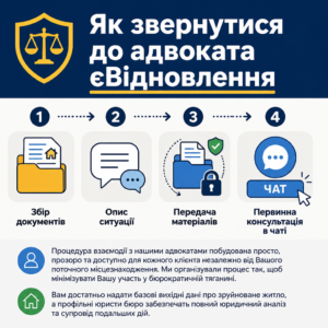 Algoritmo paso a paso para solicitar un abogado por la compensación єВідновлення