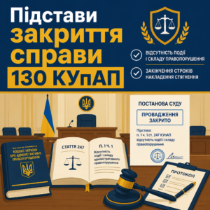 Закриття провадження за статтею 130 КУпАП у суді через відсутність складу правопорушення