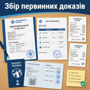 Збір доказів та документів для подання позову до ветеринарної клініки