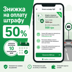 Знижка 50 відсотків на оплату штрафу ПДР