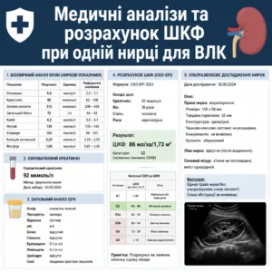 Аналізи при одній нирці та показники ШКФ для комісії ВЛК