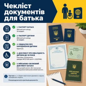 виїзд за кордон з дитиною з інвалідністю чекліст документів батька