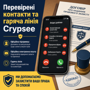 Офіційні контакти та гаряча лінія сервісу Crypsee