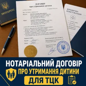 договір про утримання дитини для ТЦК зразок та оформлення
