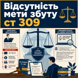 Доказування відсутності мети збуту стаття 309 КК України