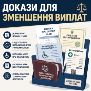 Доказова база для позову про зменшення розміру аліментів у суді