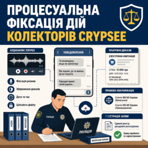 Фіксація доказів шантажу та погроз колекторів Crypsee