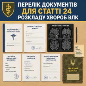 Чекліст медичних документів для проходження статті 24 Розкладу хвороб ВЛК