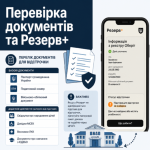 Перелік документів для відстрочки та перевірка даних у Резерв+