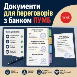 Перелік документів для списання боргу в ПУМБ та реструктуризації
