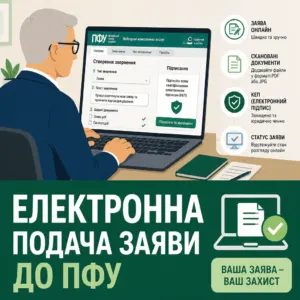 Зразок заяви до Пенсійного фонду при поданні онлайн через портал ПФУ
