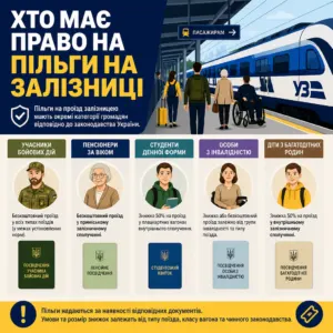 Хто має право на пільги на проїзд залізницею