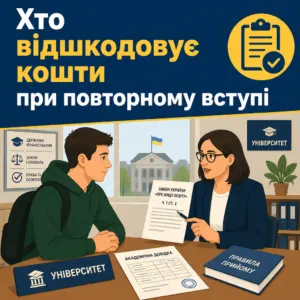 Відшкодування коштів за навчання на бюджеті при повторному вступі