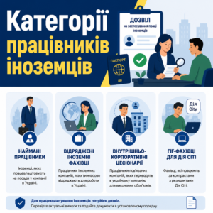 Категорії іноземних працівників для яких потрібен дозвіл на працевлаштування іноземців