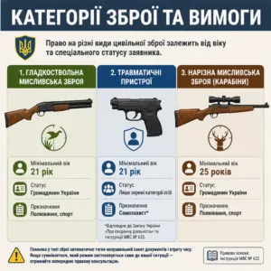 Дозвіл на зброю для гладкоствольної, травматичної та карабіна