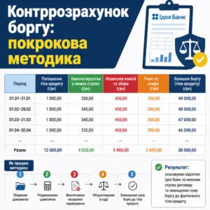 контррозрахунок боргу і як скасувати відсотки Ідея Банк у суді
