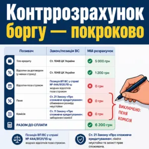 Контррозрахунок боргу — покроково