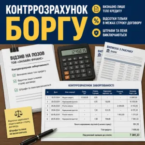 Відзив на позов Онлайн Фінанс контррозрахунок заборгованості