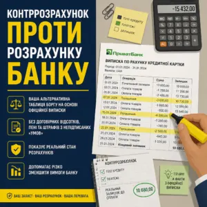 контррозрахунок ПриватБанк по кредитній картці
