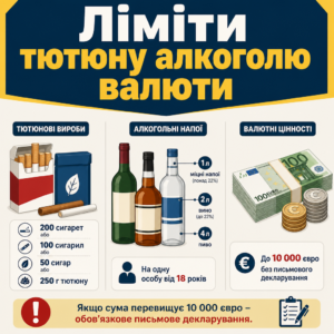 Норми перевезення алкоголю тютюну та валюти через кордон Польщі