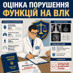 Оцінка функціонального стану та висновок ВЛК про непридатність до військової служби