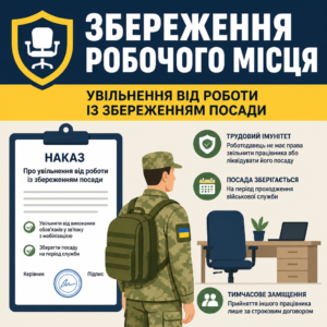 Оформлення увільнення від роботи та збереження посади мобілізованого працівника