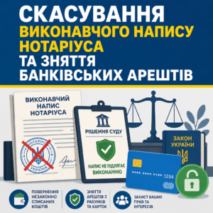 Оскарження виконавчого напису нотаріуса та зняття арештів з рахунків