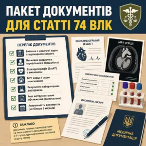 Пакет медичних документів для статті 74 ВЛК