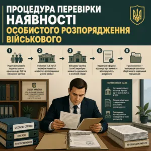 перевірити наявність особистого розпорядження військовослужбовця в тцк та військовій частині