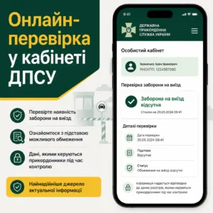 Перевірити заборону на виїзд у кабінеті ДПСУ