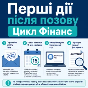 Цикл Фінанс — перші кроки після отримання позову