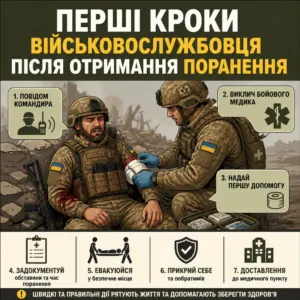 первинні дії військового після поранення та надання медичної допомоги