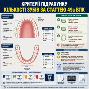 Підрахунок зубів за статтею 49а ВЛК та визначення придатності