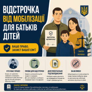 Документальне підтвердження відстрочки від мобілізації для батьків неповнолітніх дітей