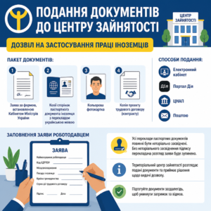 Подання пакета документів для отримання дозволу на застосування праці іноземців