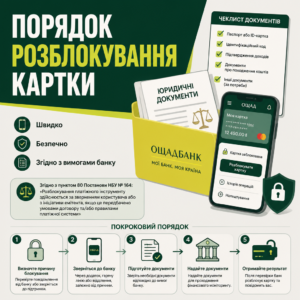 Покроковий порядок розблокування картки Ощадбанку та підготовка документів для фінансового моніторингу