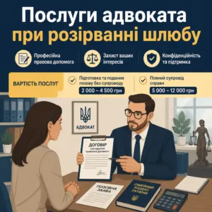 Послуги адвоката ціна при розірванні шлюбу