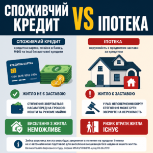 Порівняння ризиків виселення при звичайному споживчому кредиті та іпотечній заставі