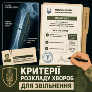 звільнення через поранення — критерії Розкладу хвороб