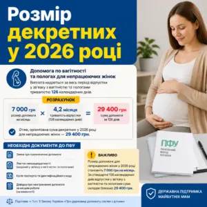 Розмір допомоги по вагітності для непрацюючих