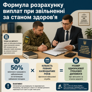 Виплати при звільненні за станом здоров'я розрахунок одноразової допомоги військовослужбовцю
