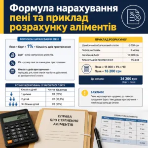 Розрахунок боргу та відсоток стягнення аліментів приклад